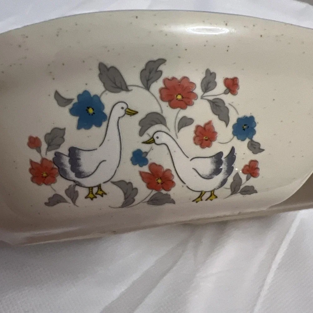 Vintage 80s 90s Divided Geese Split Baking Dish Country Collection CollectorRare